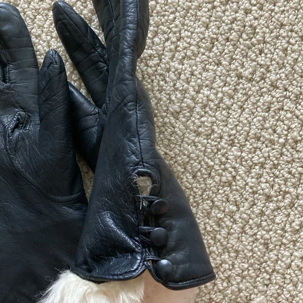 Vintage Lord & Taylor Genuine Leather Gloves Size 7.5 Fur Lining Soft Women EUC